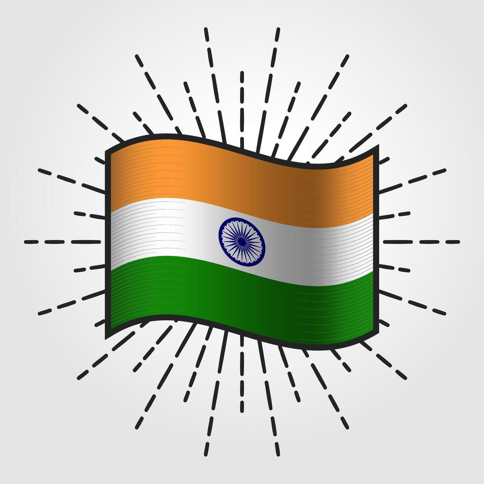 årgång Indien nationell flagga illustration vektor