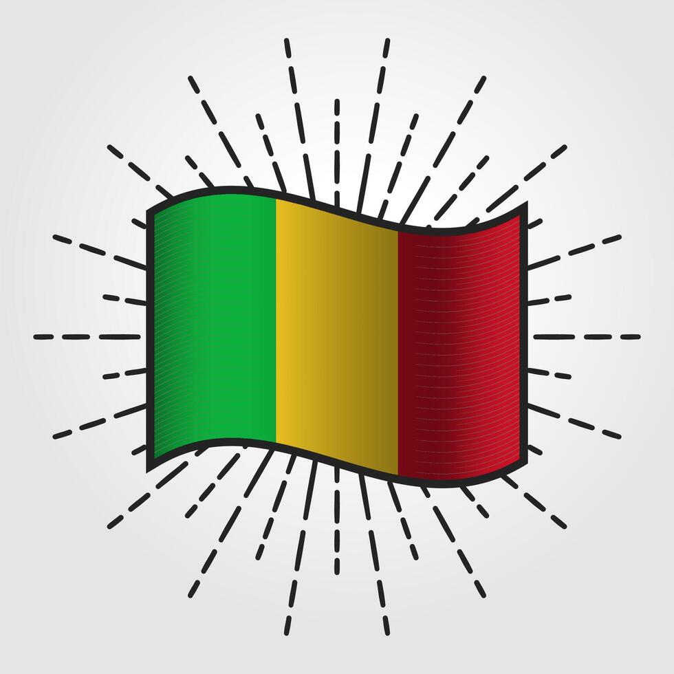 Jahrgang Mali National Flagge Illustration vektor