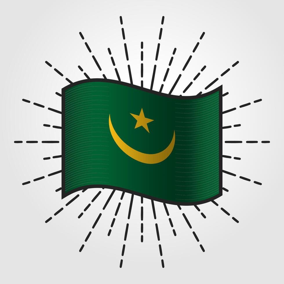 Jahrgang Mauretanien National Flagge Illustration vektor