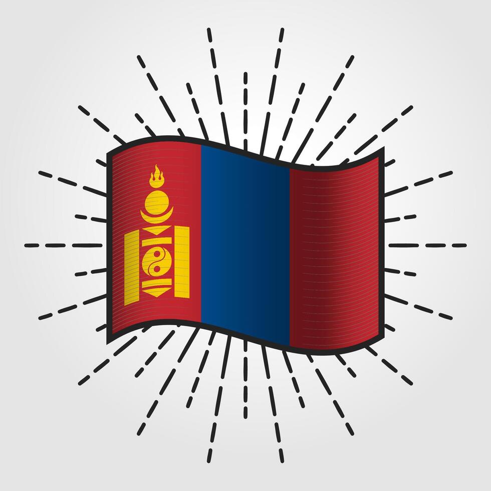 årgång mongoliet nationell flagga illustration vektor