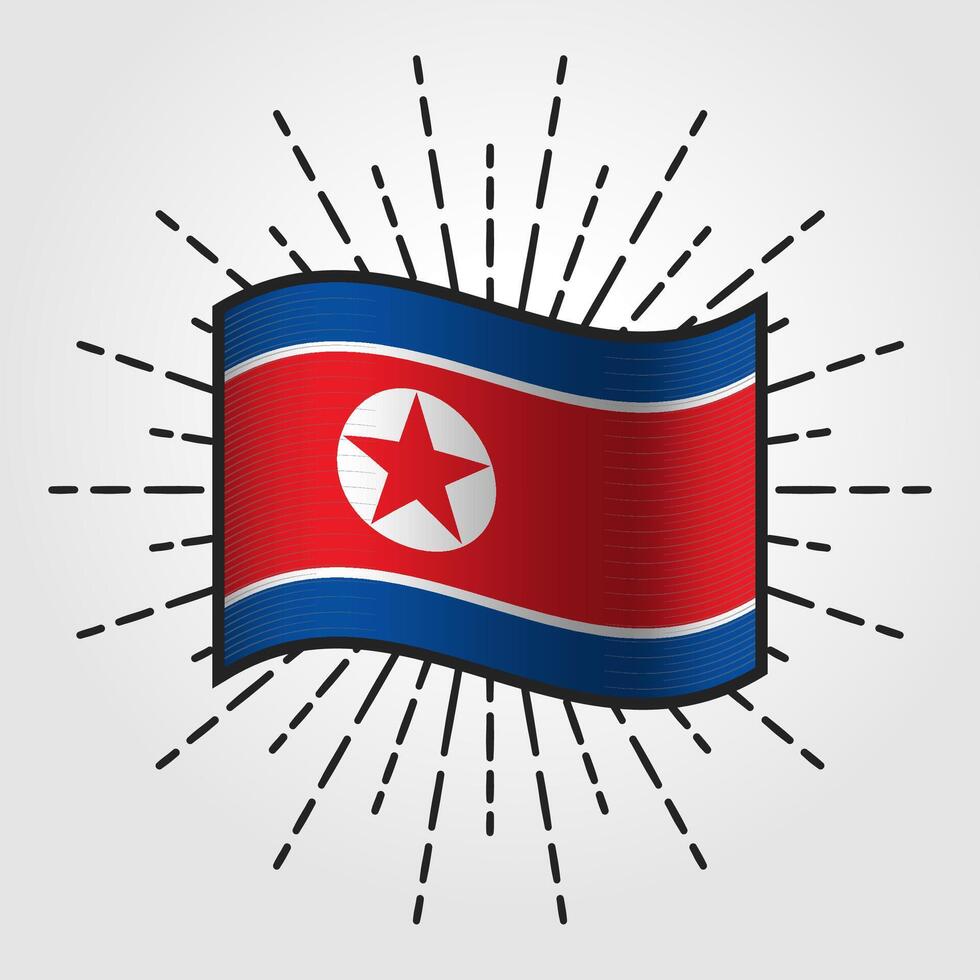 årgång norr korea nationell flagga illustration vektor