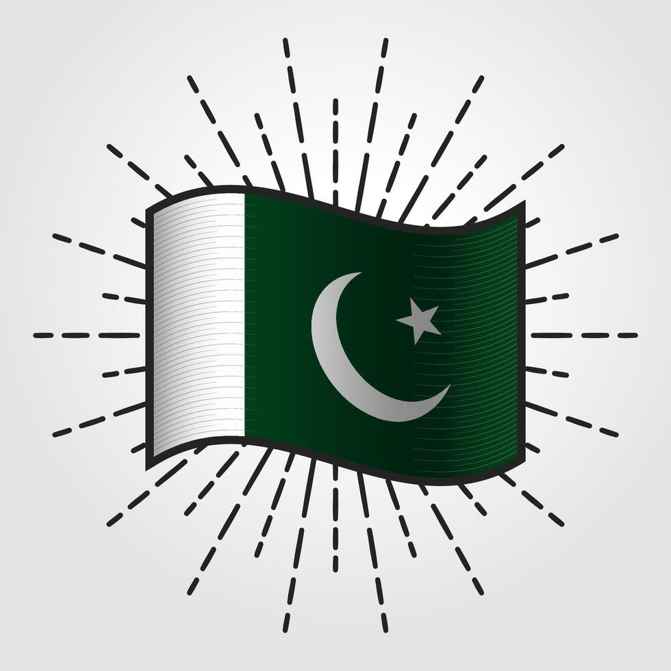 Jahrgang Pakistan National Flagge Illustration vektor