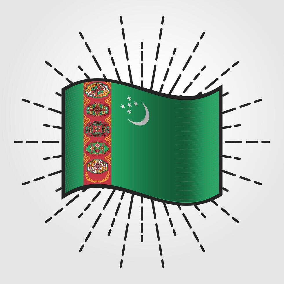 årgång turkmenistan nationell flagga illustration vektor