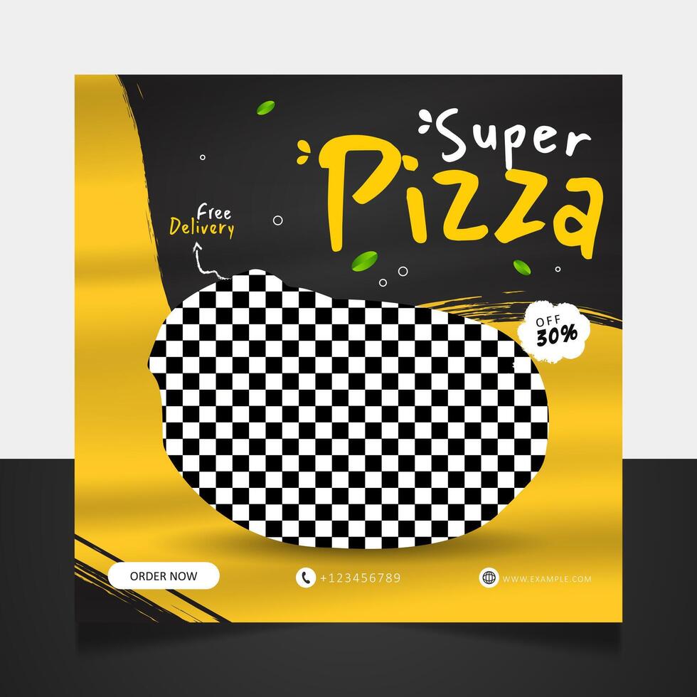 super pizza mat meny social media posta baner mall vektor