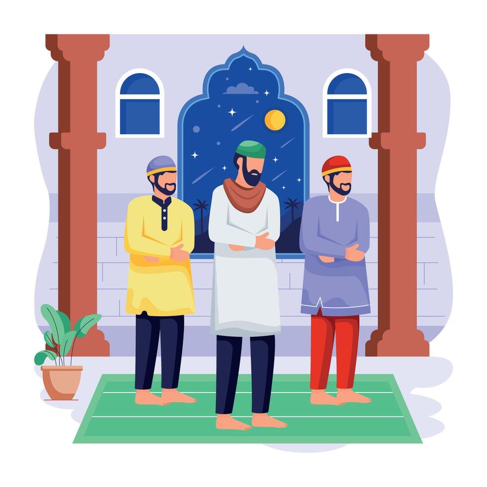 muslim ritualer platt karaktär illustrationer vektor