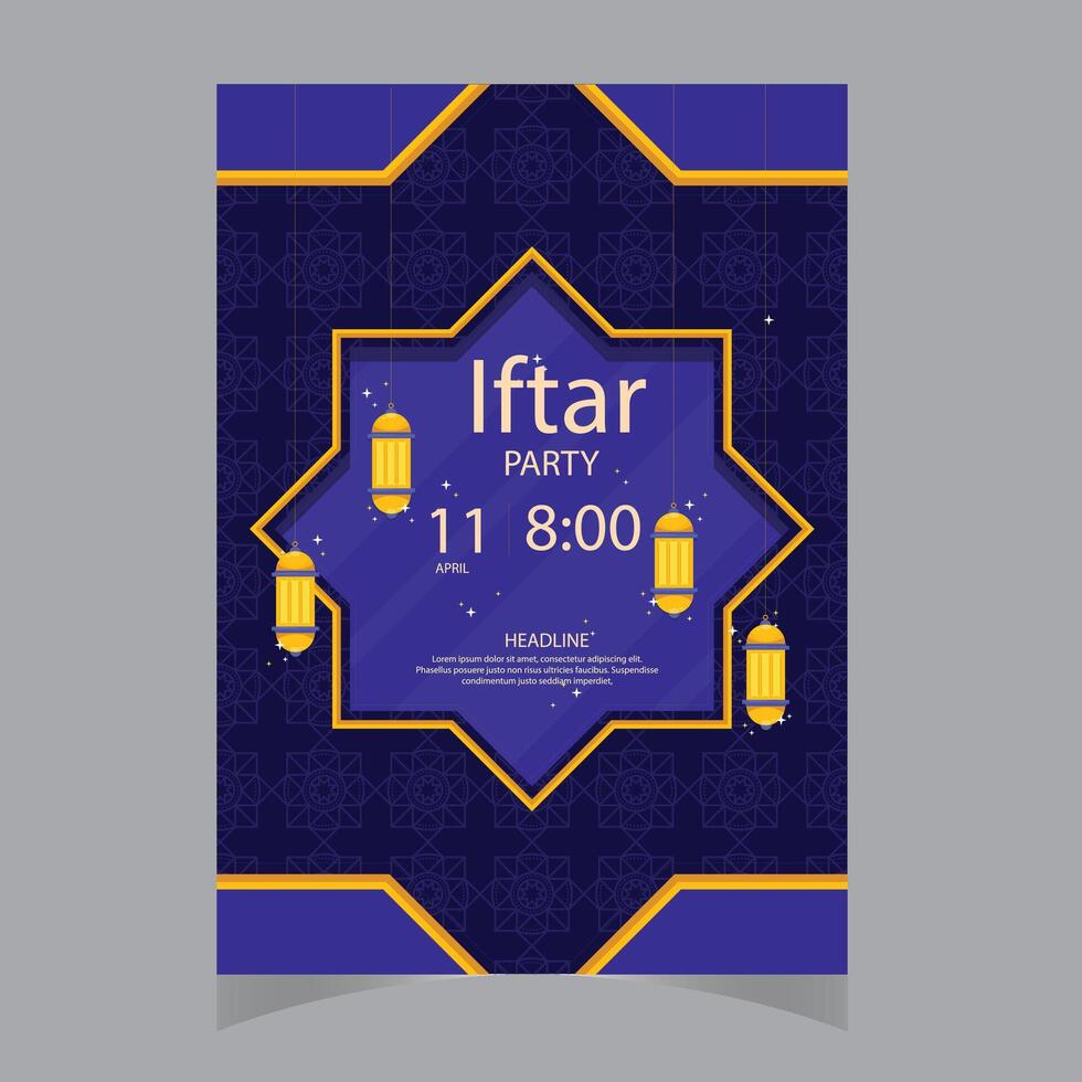 vektor platt iftar vertikal meny mall ramadan meny mall i blå islamic bakgrund design. också Bra mall för restaurang meny design.