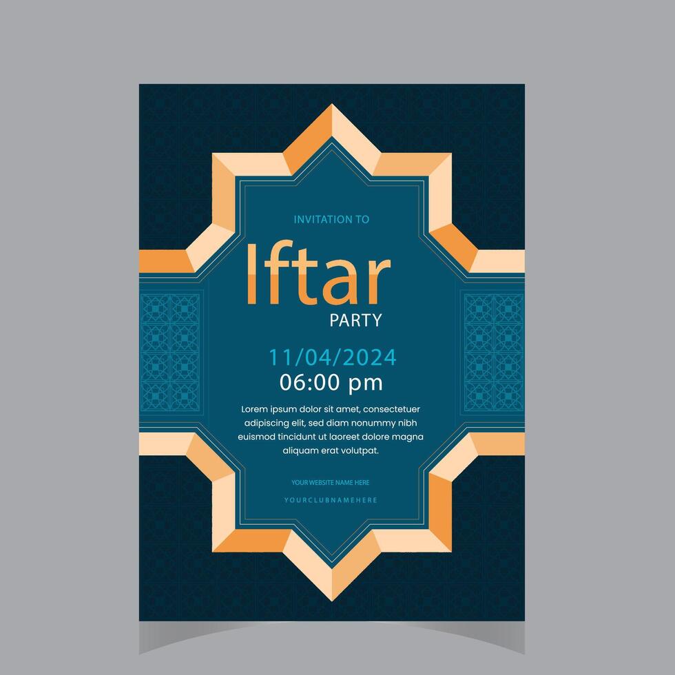 Vektor eben iftar Vertikale Speisekarte Vorlage Ramadan Speisekarte Vorlage im Blau islamisch Hintergrund Design. ebenfalls gut Vorlage zum Restaurant Speisekarte Design.