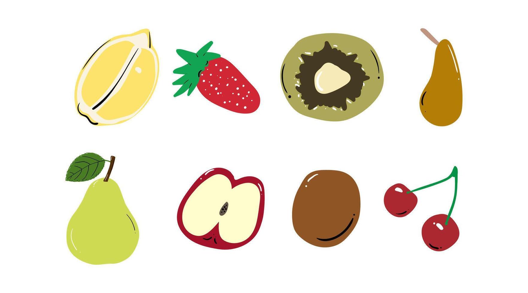 samling av vektor illustrationer av frukt