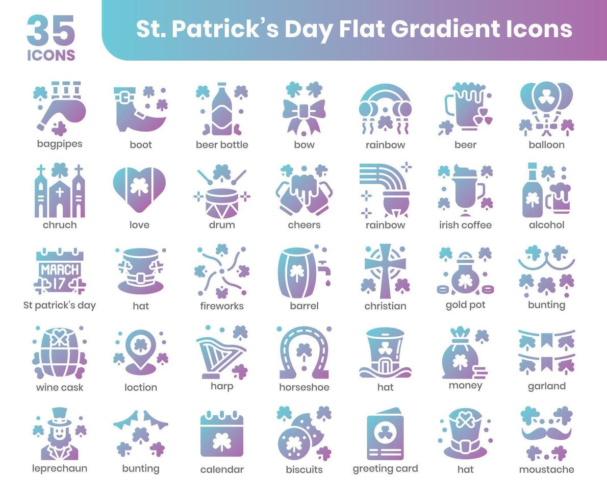 st Patrick's Tag eben Gradient Symbole einstellen vektor