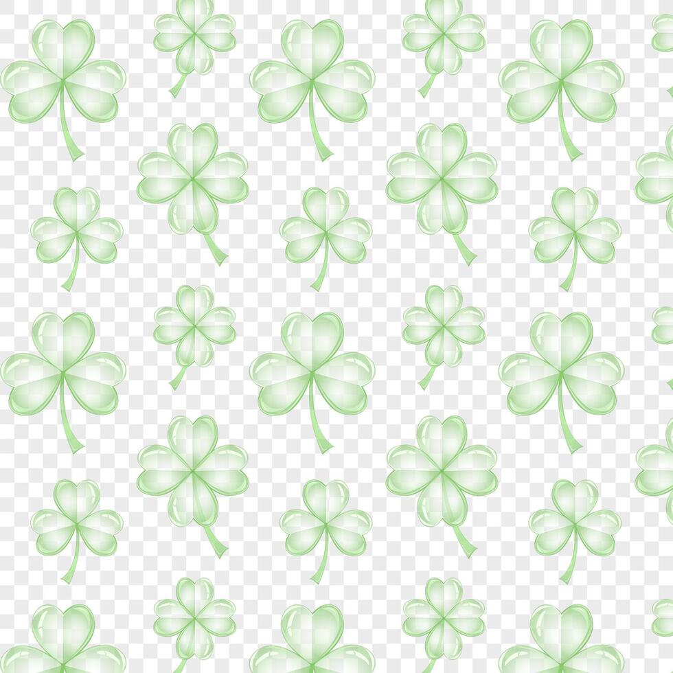 nahtlos Muster Grün Kleeblatt Blatt. st Patrick's Tag Symbol, irisch Glücklich Kleeblatt. endlos wiederholt Hintergrund, Textur, Hintergrund vektor