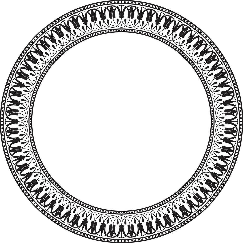 Vektor schwarz einfarbig runden klassisch griechisch Mäander Ornament. Muster, Kreis von uralt Griechenland. Grenze, rahmen, Ring von das römisch Reich