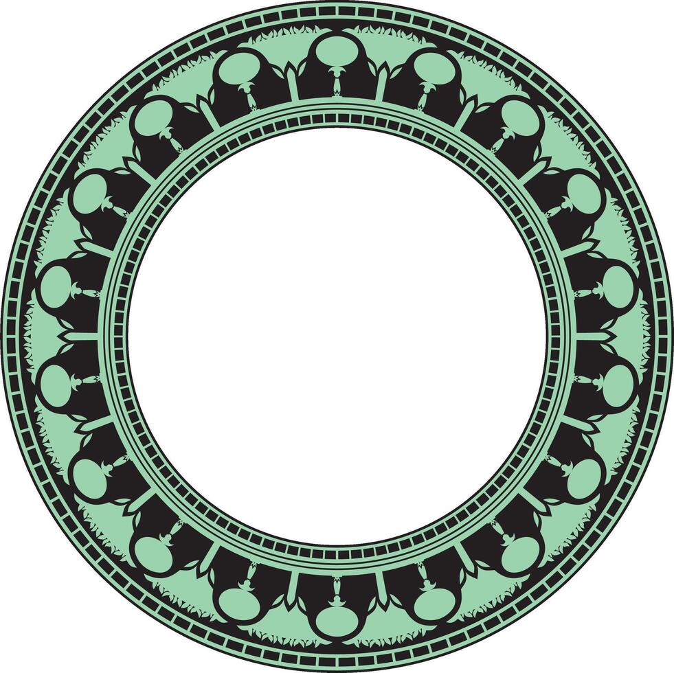 vektor grön runda egyptisk gräns. cirkel prydnad av gammal afrika. mönster av lotus blommor och Sol