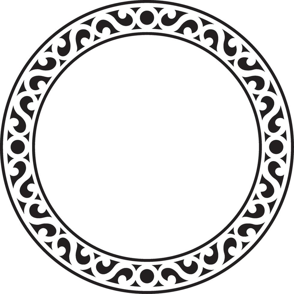 vektor yakut runda svartvit ram. dekorativ cirkel av de nordlig människors av de tundra lämplig för sandblästring, laser och plotter skärande.