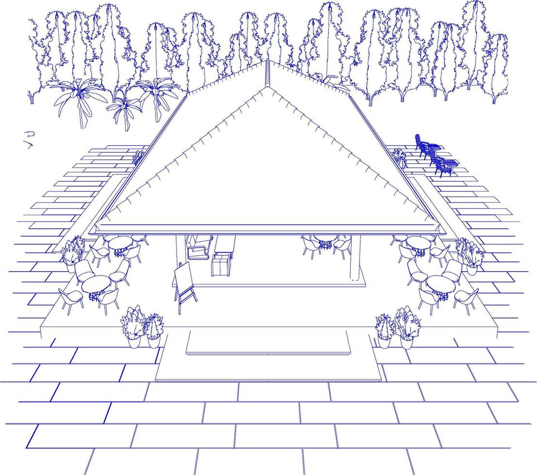 3D-Darstellung des Cafés vektor