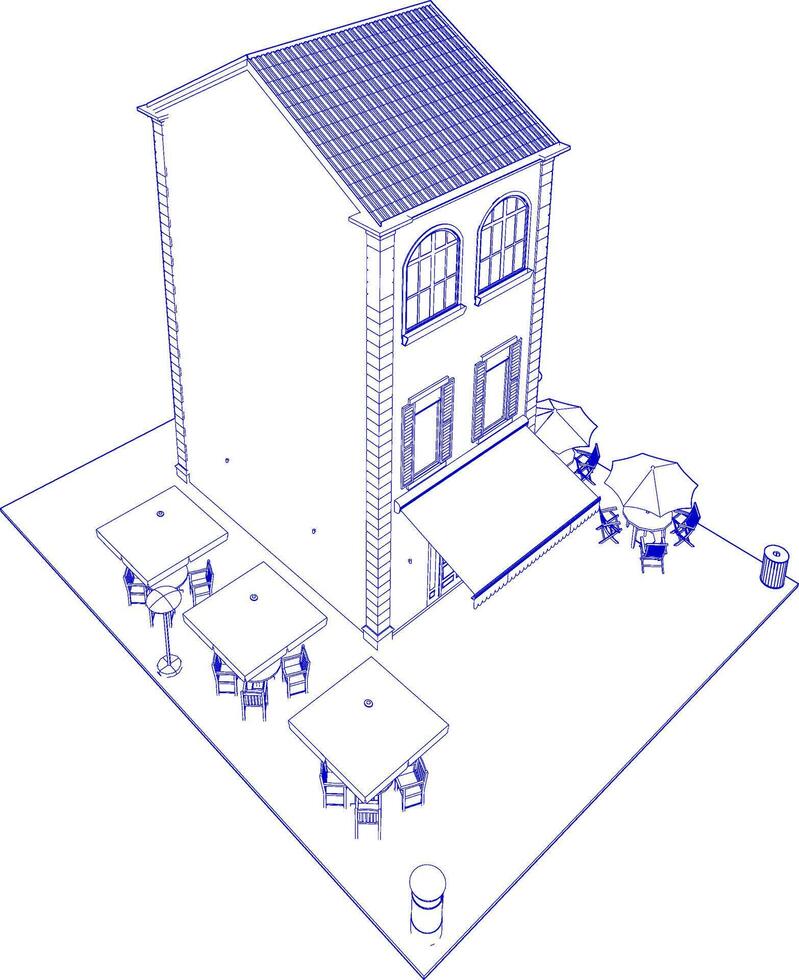 3D-Darstellung des Cafés vektor