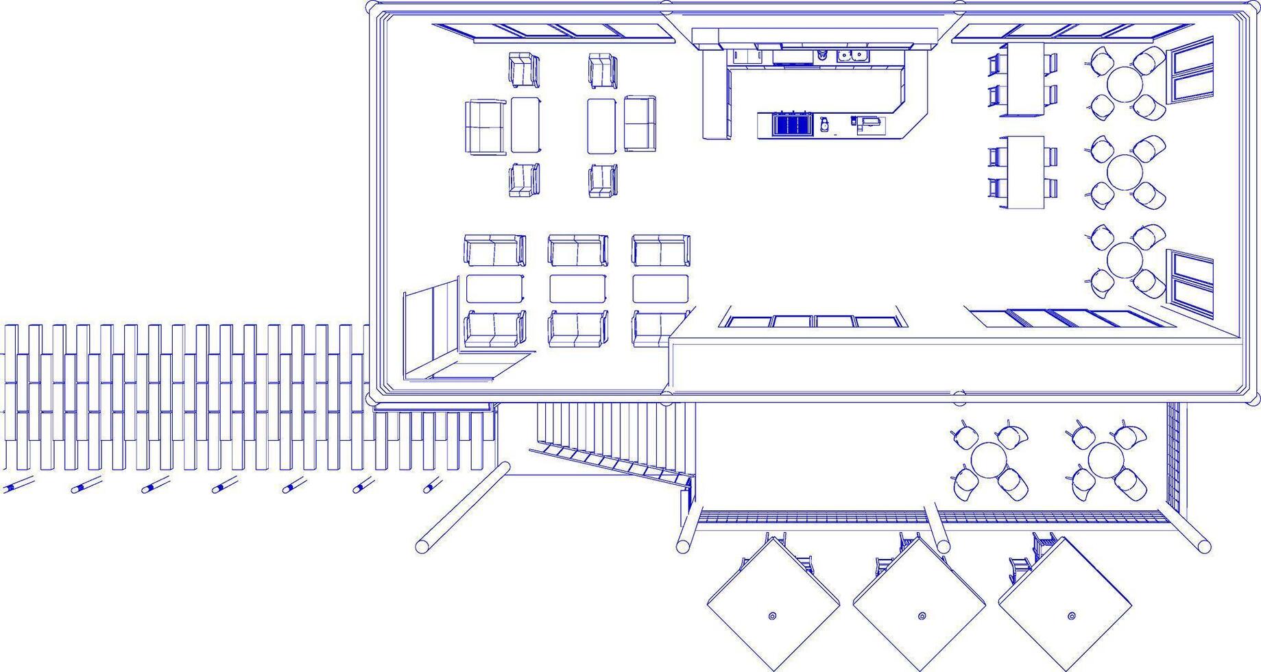 3D-Darstellung des Cafés vektor