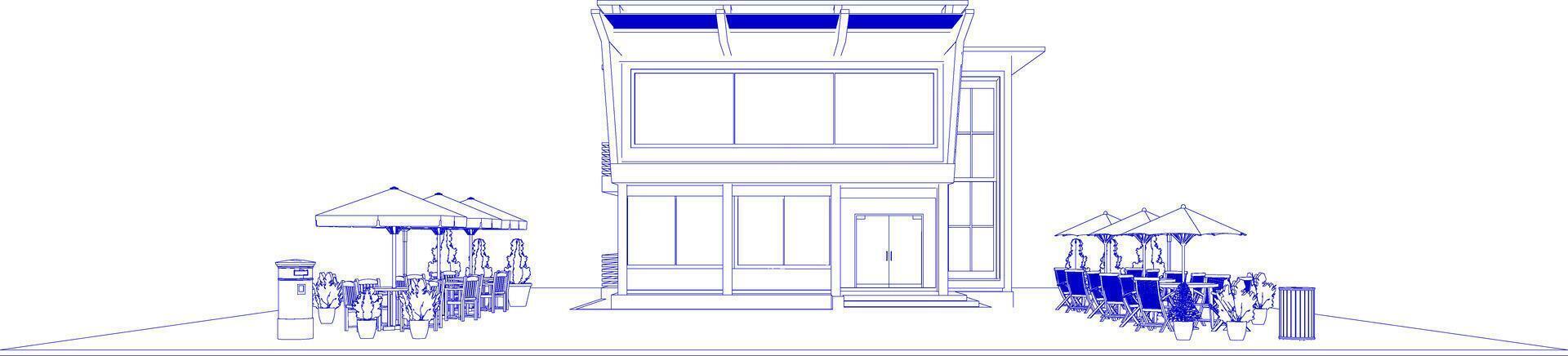 3D-Darstellung des Cafés vektor