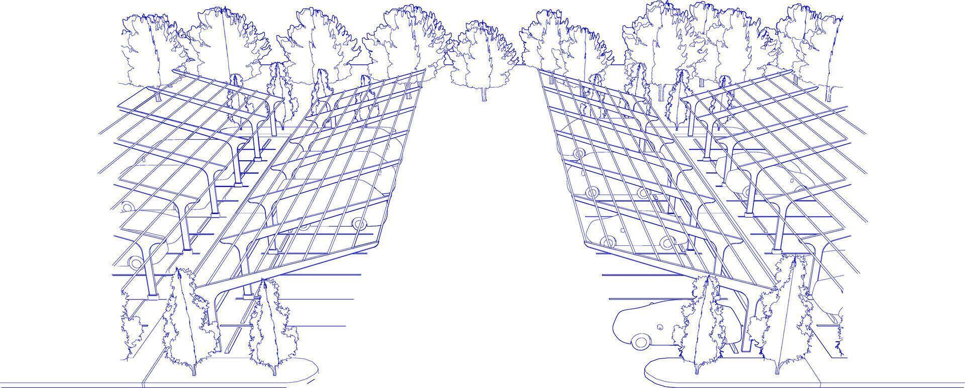 3d illustration av parkering och carport vektor