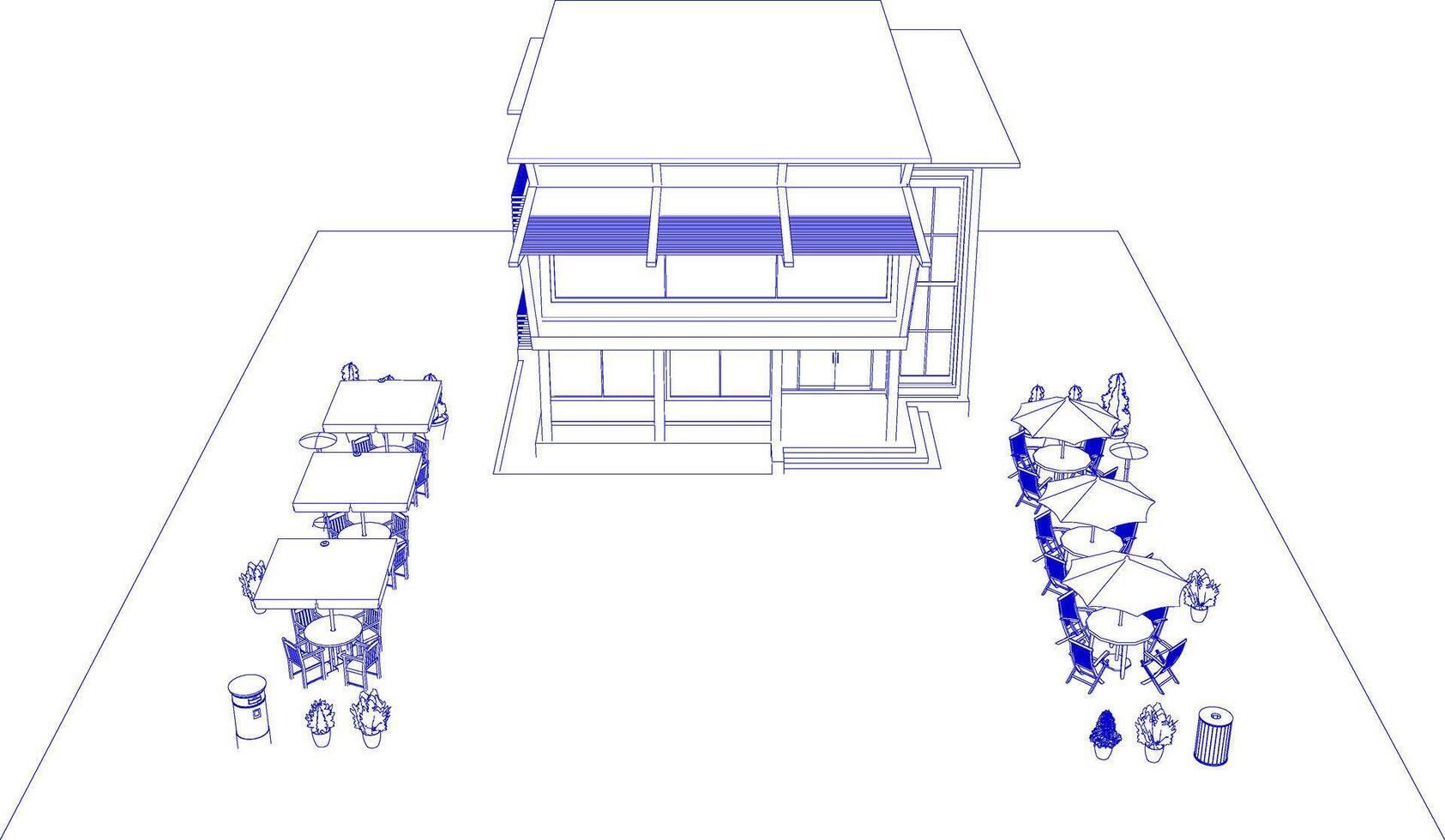 3D-Darstellung des Cafés vektor