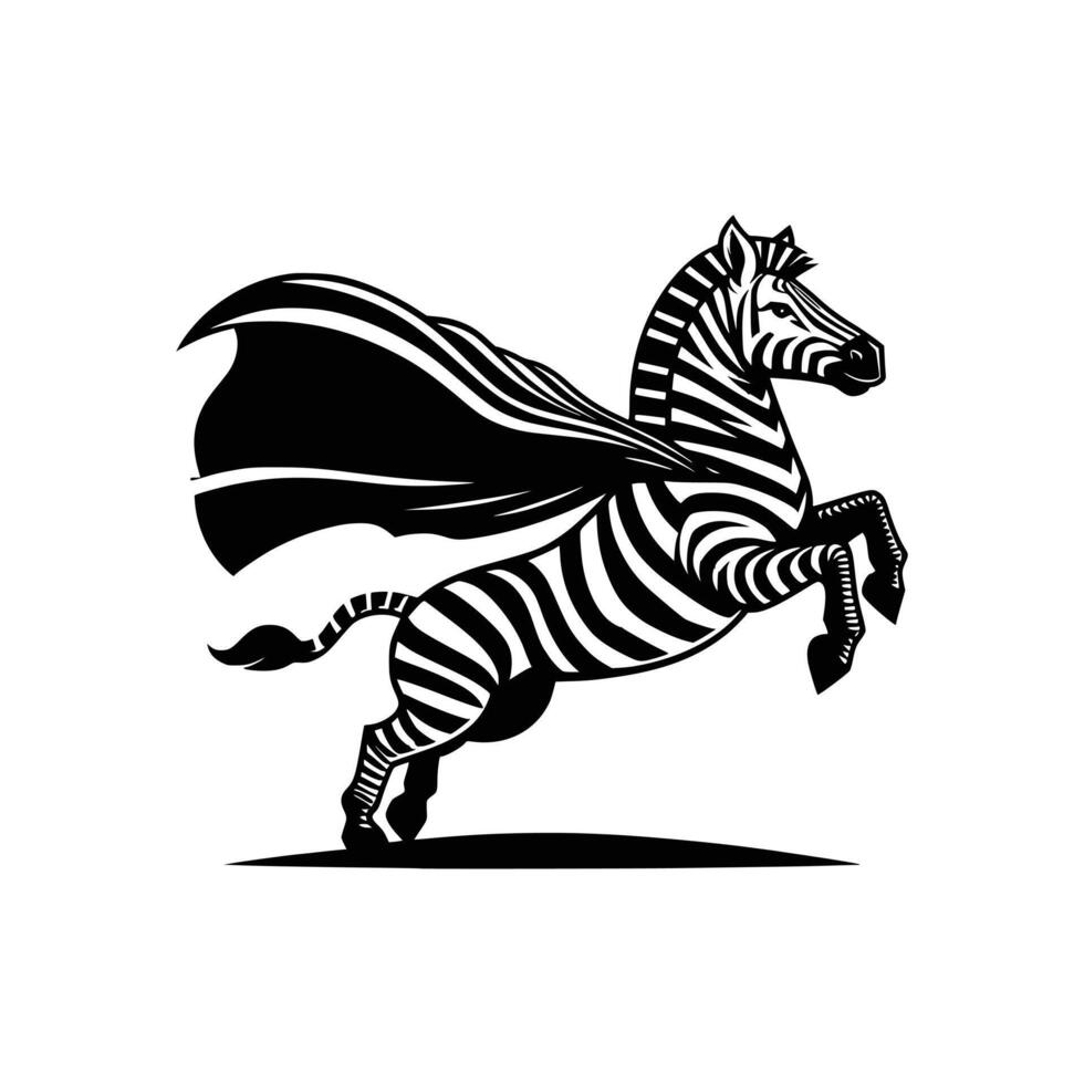 Super Held Zebra im auffällig schwarz und Weiß Streifen vektor