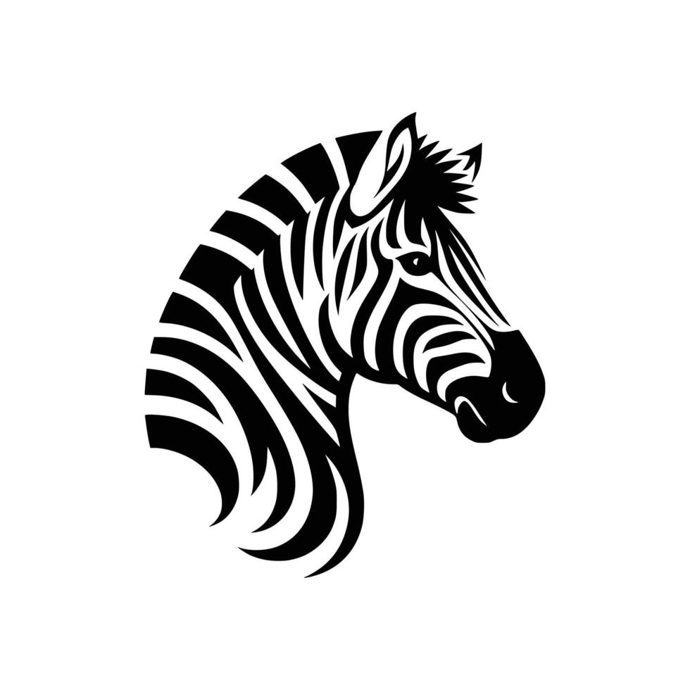 Silhouette von ein Zebra Kopf auf ein Weiß Hintergrund vektor