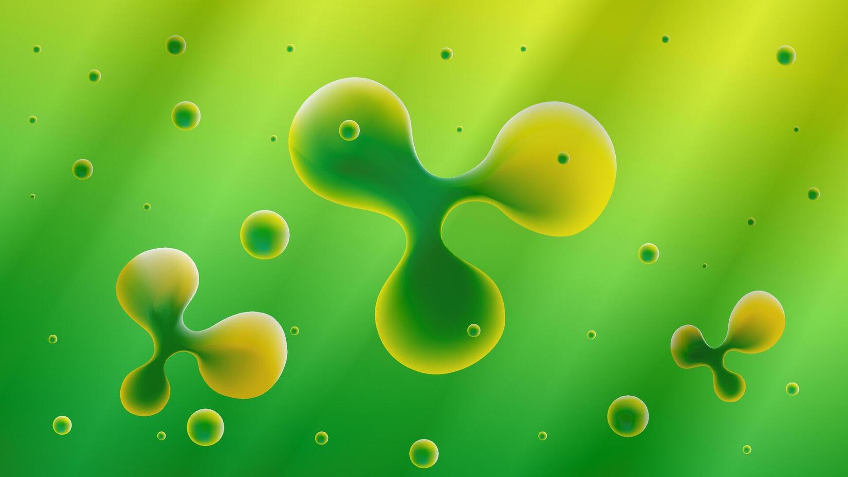 realistisk bubblig krusningar vätska i grön gul lutning Färg vektor
