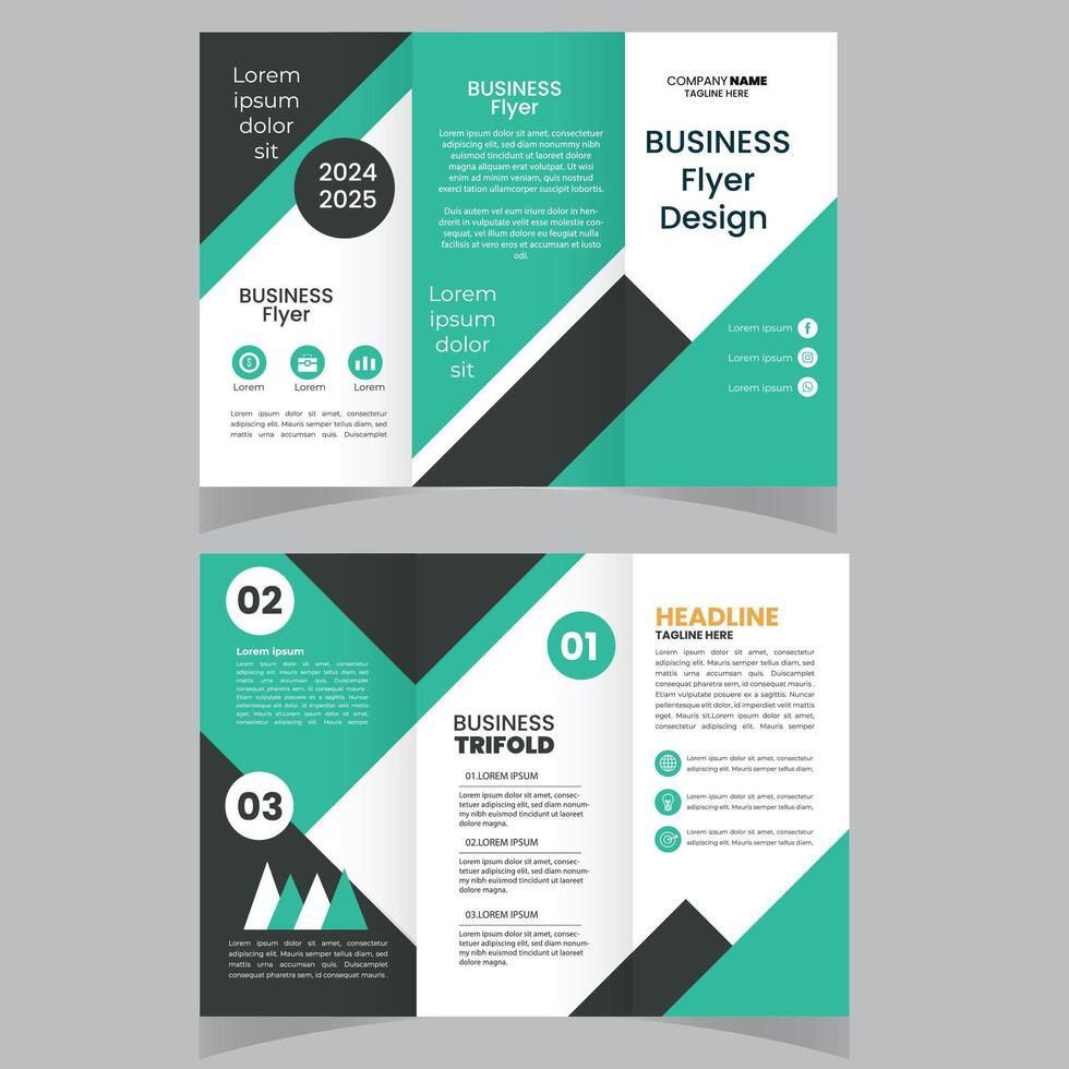 tri vika ihop broschyr design. kricka, orange företags- företag mall för tri vika ihop flygblad. layout med modern cirkel Foto och abstrakt bakgrund. kreativ begrepp 3 vikta flygblad eller broschyr vektor