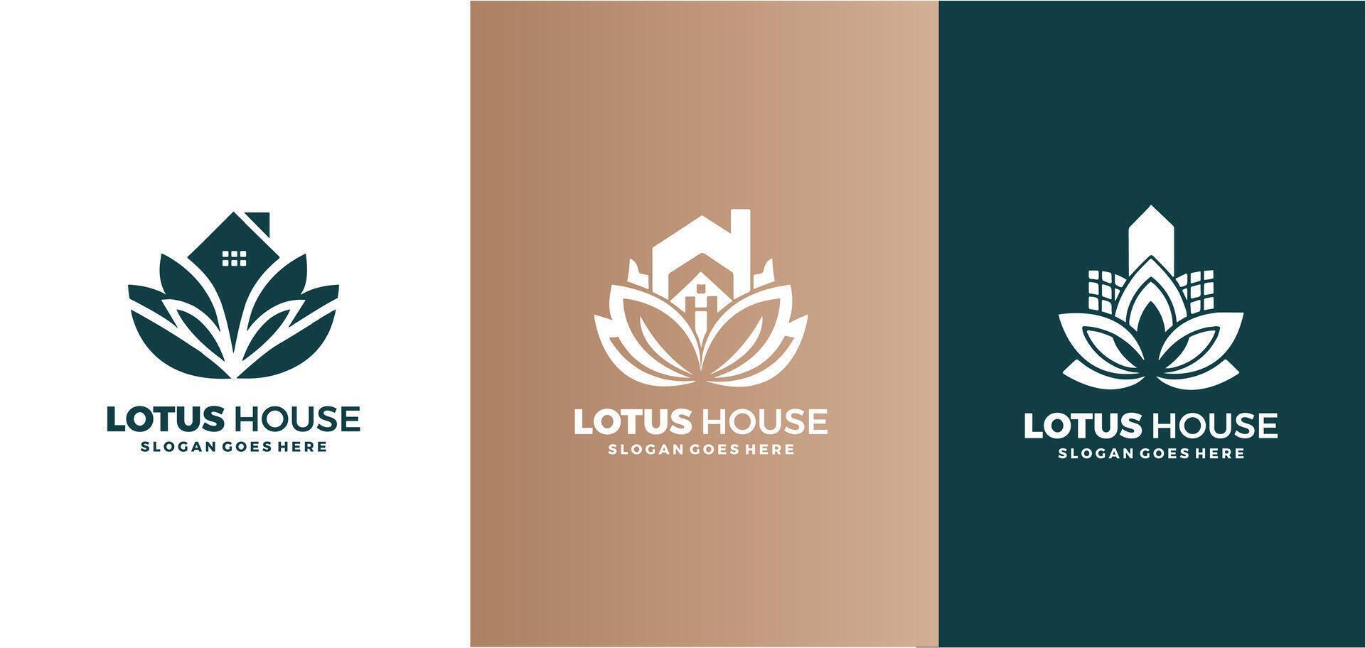 Lotus Haus Logo Design mit kreativ Konzept kostenlos Vektor