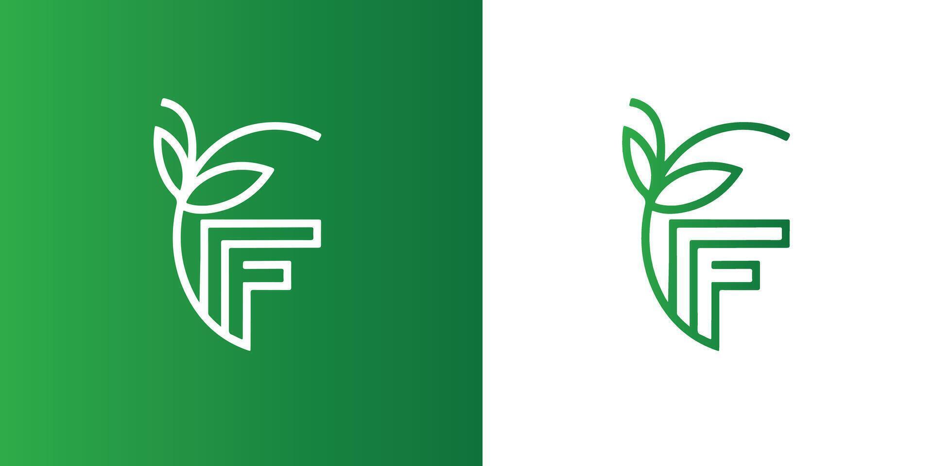 f Brief mit Blatt Logo Design, kreativ modern Briefe Vektor Symbol Logo Illustration Lager kostenlos Vektor