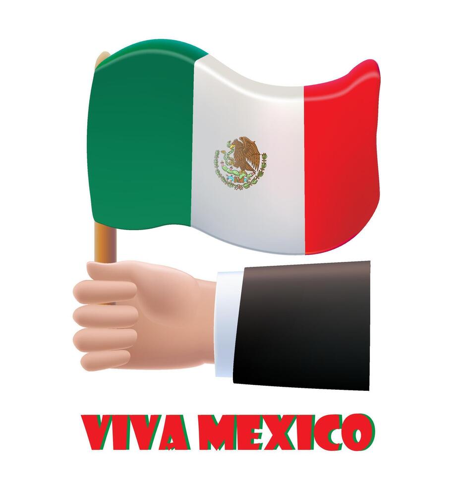 3d Hand halten Mexiko National Flagge. Vektor Illustration