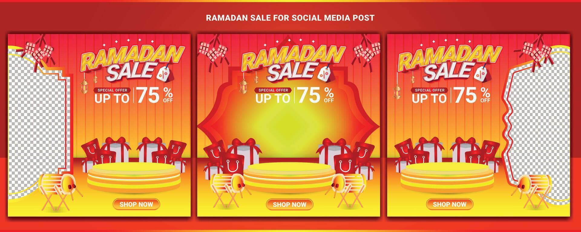 ramadan mubarak försäljning promo fyrkant baner social media bakgrund mall 5 vektor