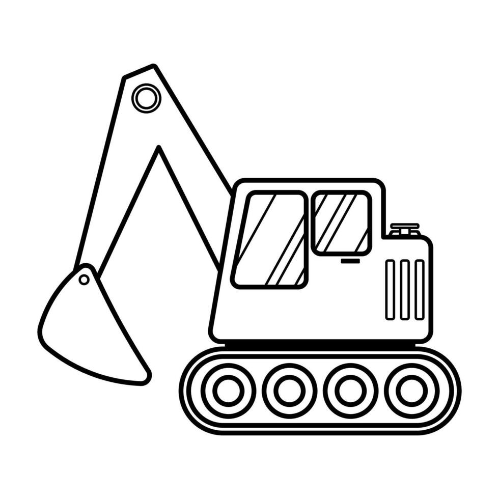 schwarz Linie Bagger zum Konstruktion Ausrüstung groß Symbol Clip Art Vektor Illustration