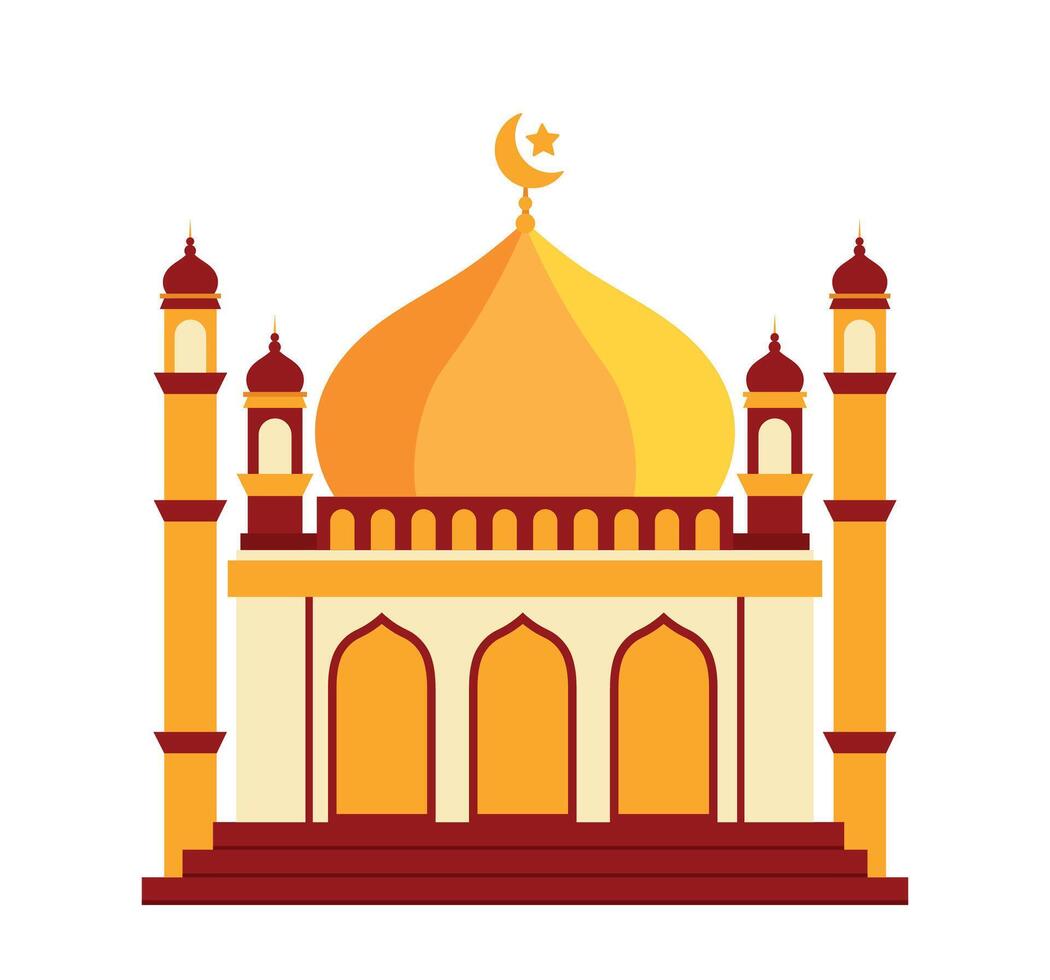 moské i platt gul tecknad serie vektor illustration för islam element dekoration