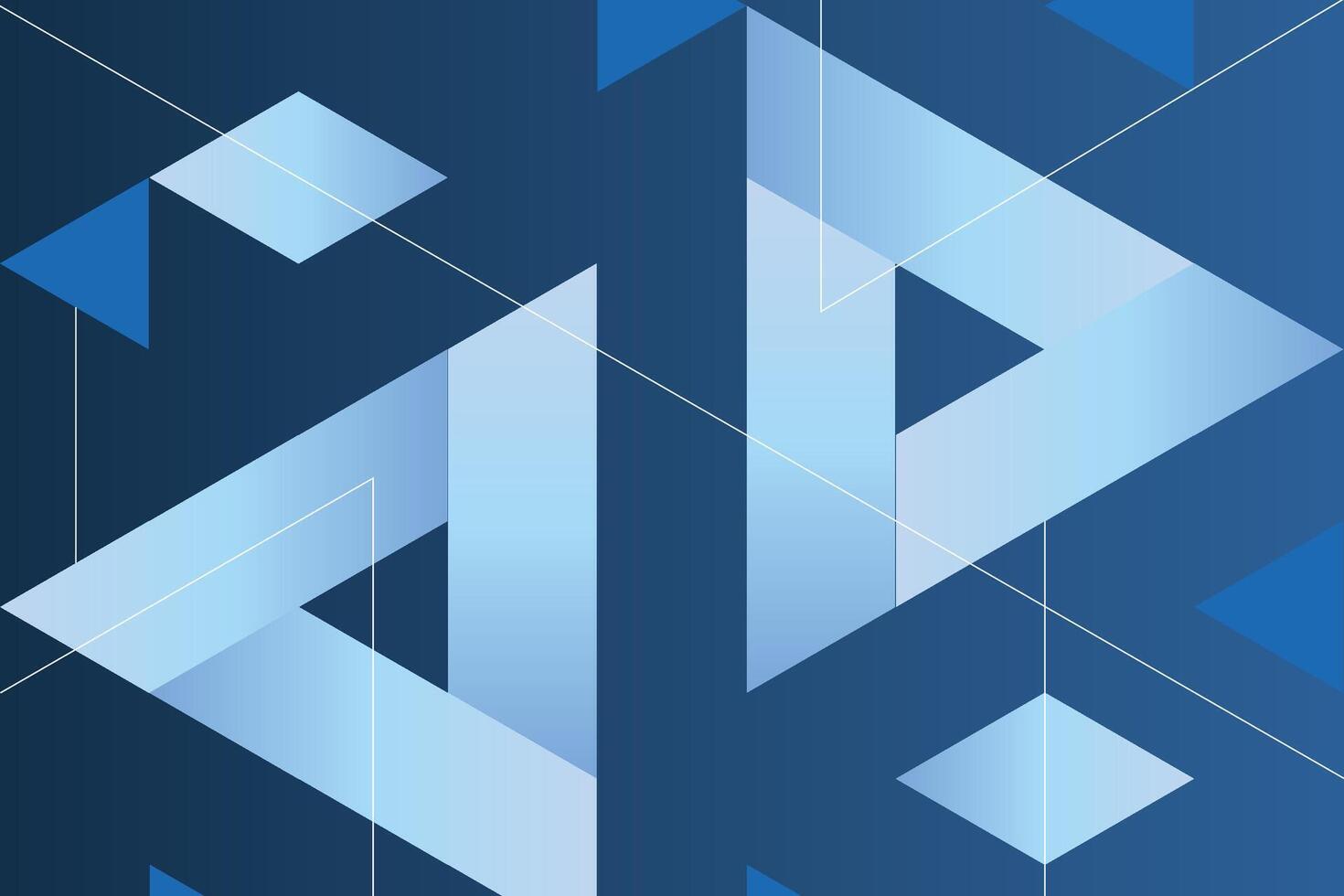 geometrisch Blau Hintergrund mit Himmel Blau Gradient Elemente. das Komposition kombiniert verschiedene Dreieck Formen, Linien und Farben vektor