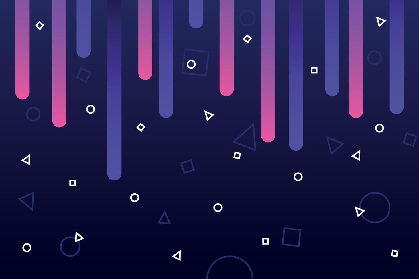 geometrisch dunkel violett Hintergrund mit Rosa Gradient Elemente und klein Geometrie. das Komposition kombiniert verschiedene Dreieck, Ellipse und Platz Formen, Linien und Farben vektor