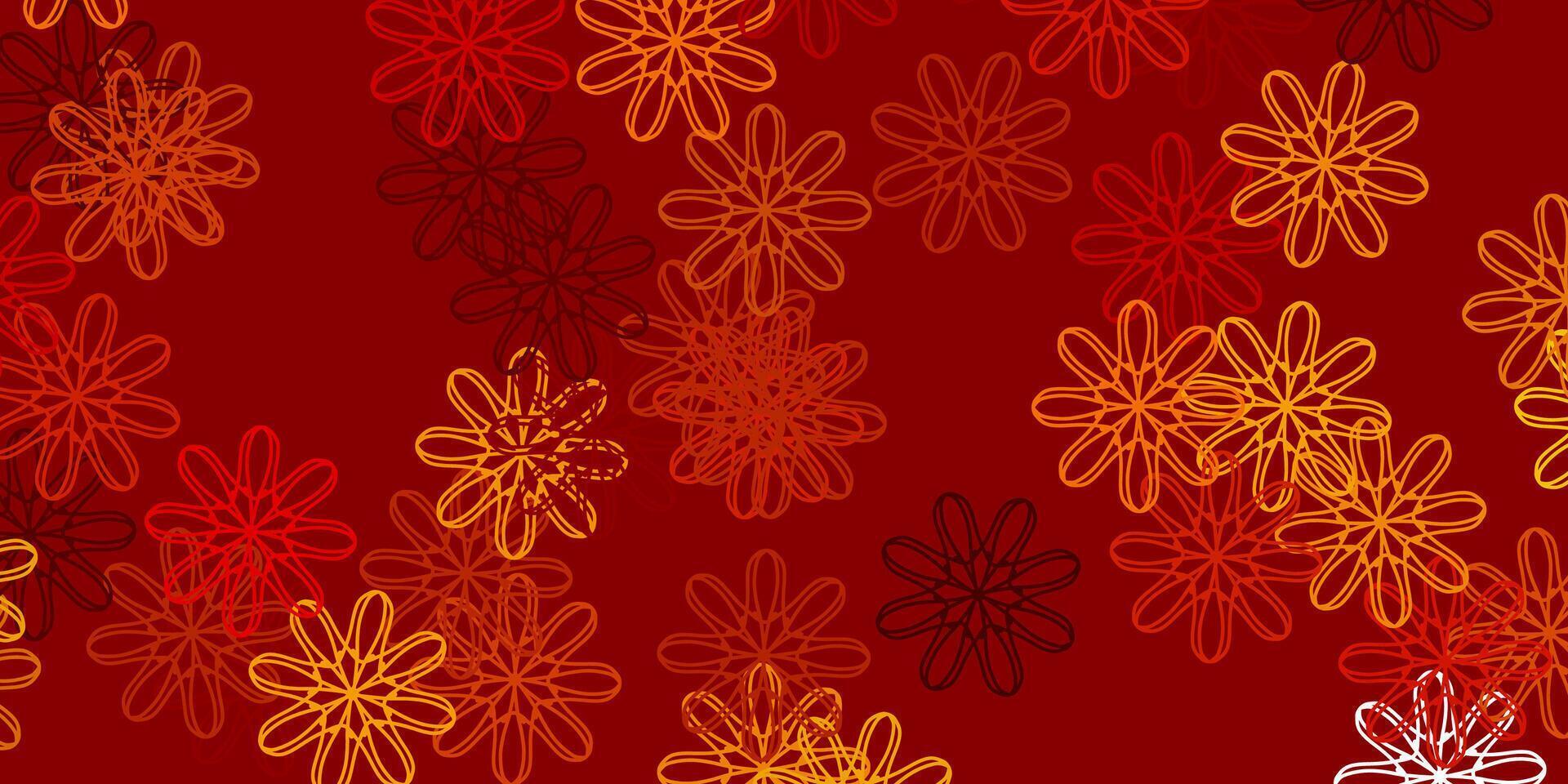 ljusbrun vektor doodle mall med blommor.