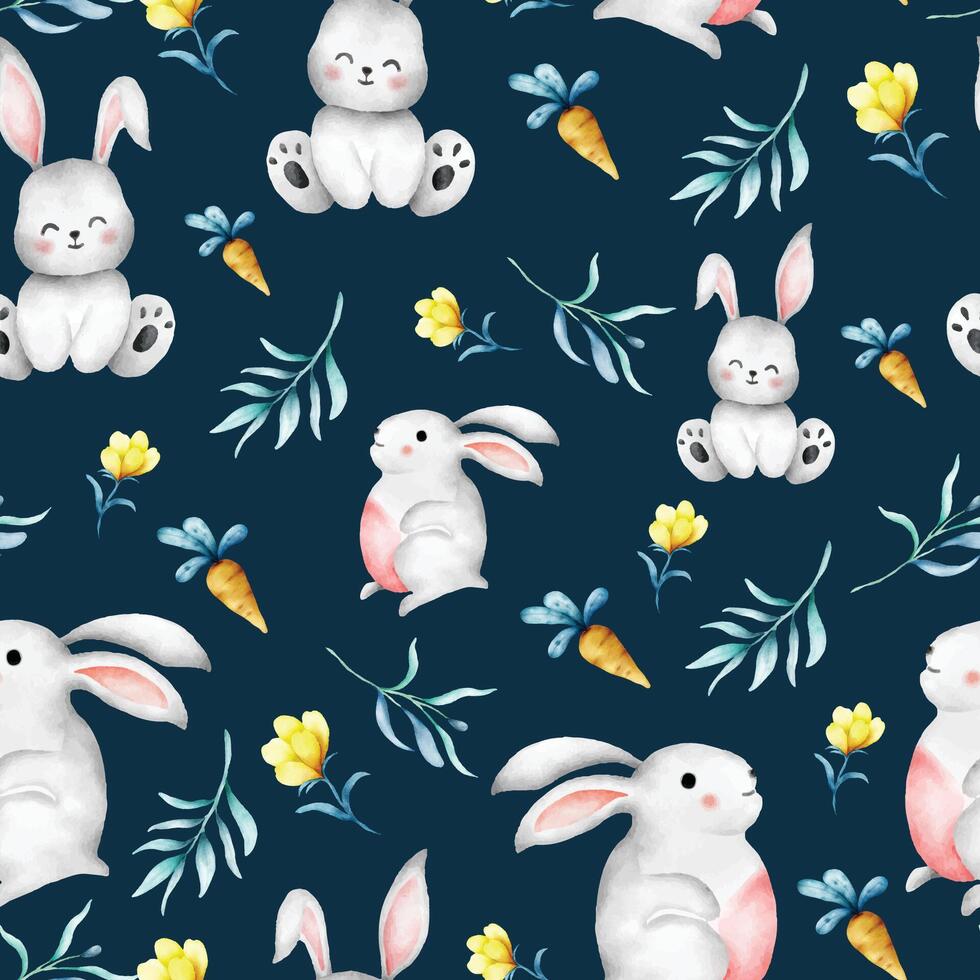 söt påsk med kanin sömlös mönster design för bakgrund vektor