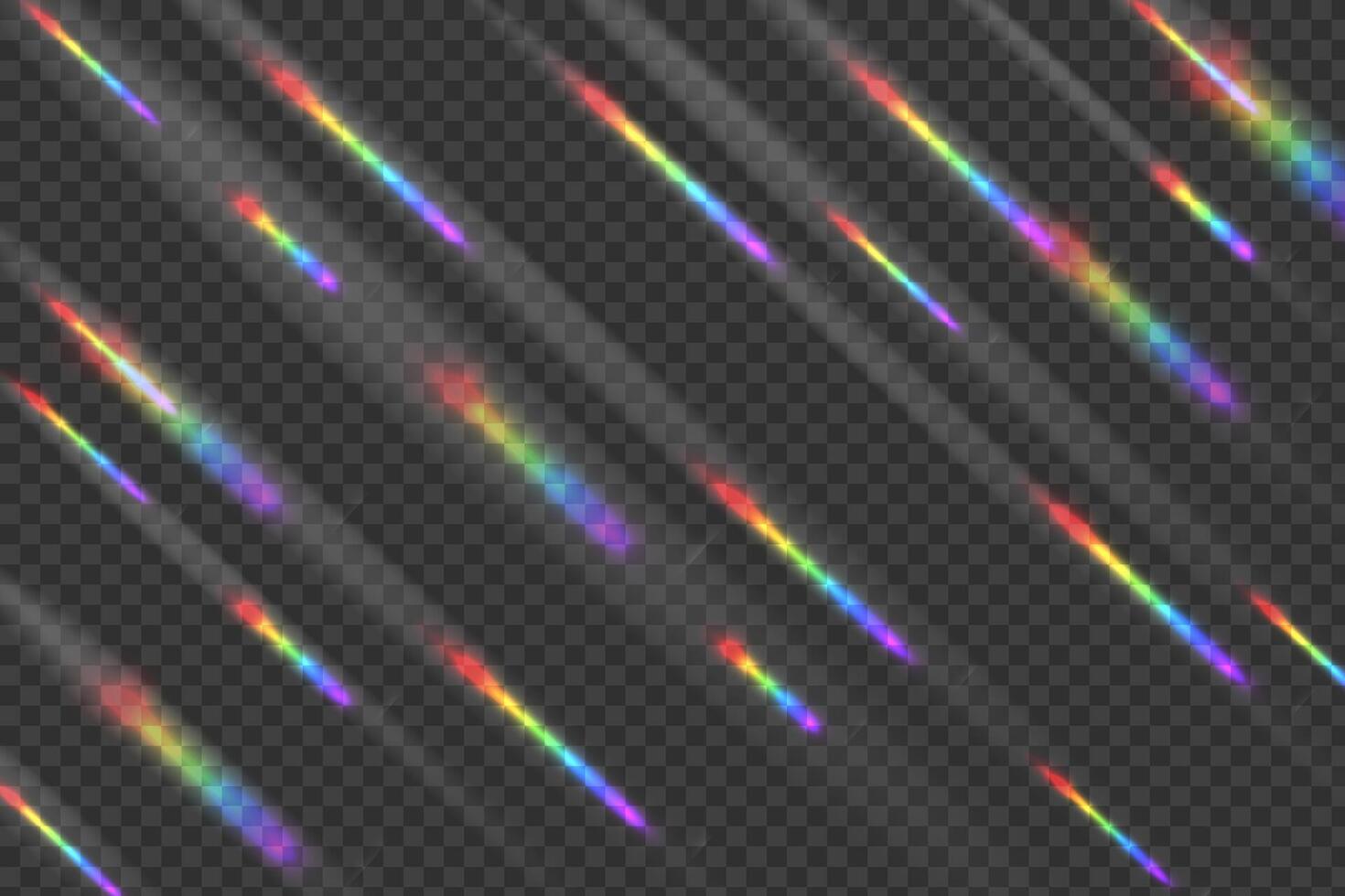 Regenbogen Prisma Regenbogen Licht. Sonne Strahlen Overlay Wirkung. vektor