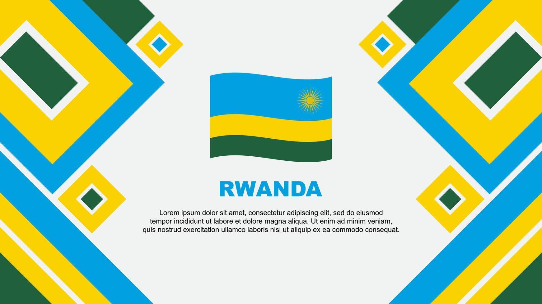 Ruanda Flagge abstrakt Hintergrund Design Vorlage. Ruanda Unabhängigkeit Tag Banner Hintergrund Vektor Illustration. Ruanda Karikatur