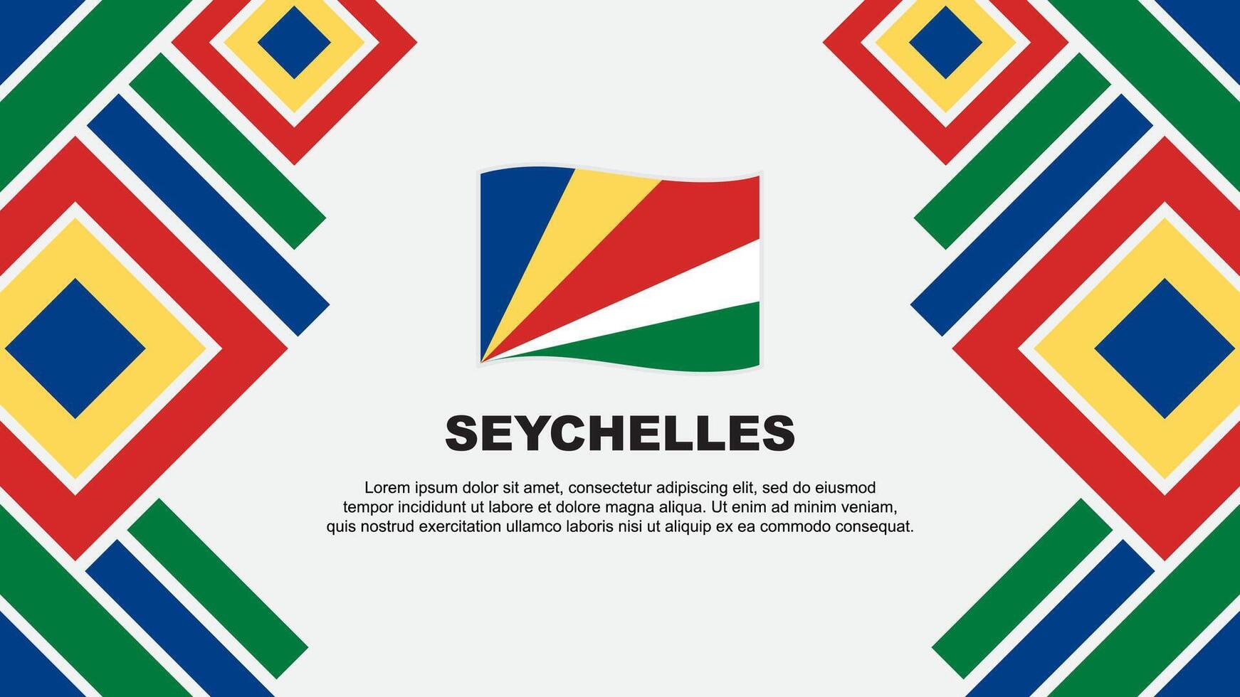 Seychellen Flagge abstrakt Hintergrund Design Vorlage. Seychellen Unabhängigkeit Tag Banner Hintergrund Vektor Illustration. Seychellen