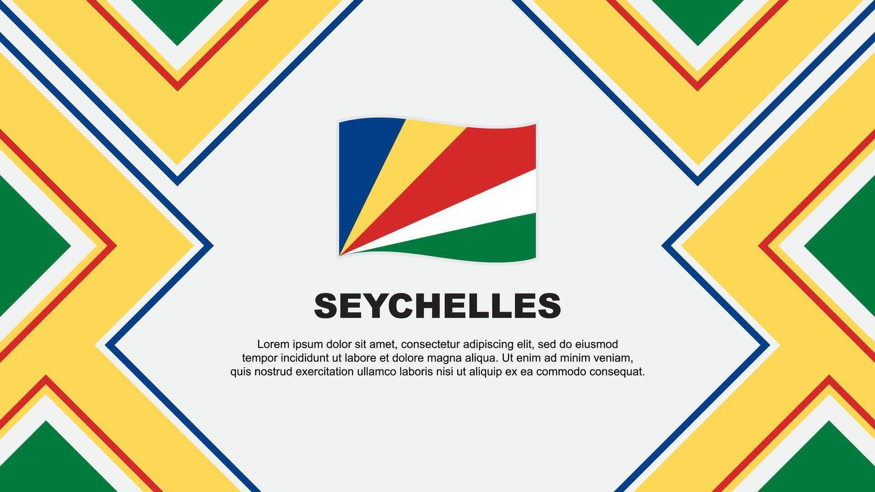 Seychellen Flagge abstrakt Hintergrund Design Vorlage. Seychellen Unabhängigkeit Tag Banner Hintergrund Vektor Illustration. Seychellen Vektor