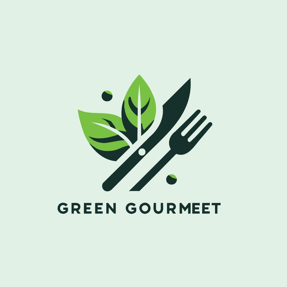 ai generiert Grün Essen Restaurant Logo Design Konzept. Vektor Illustration im eben Stil.