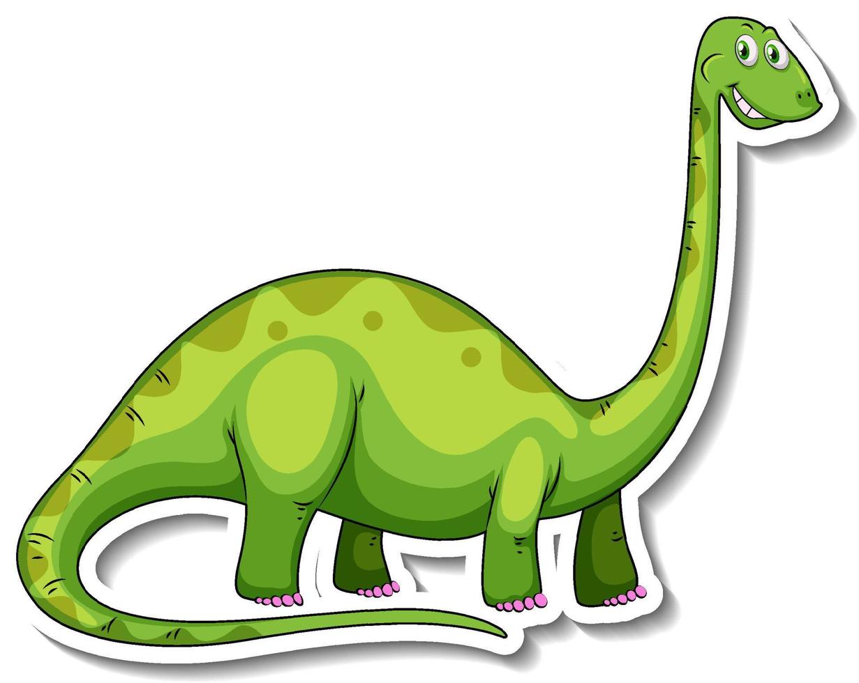 Brachiosaurus Dinosaurier Cartoon Charakter Sticker vektor