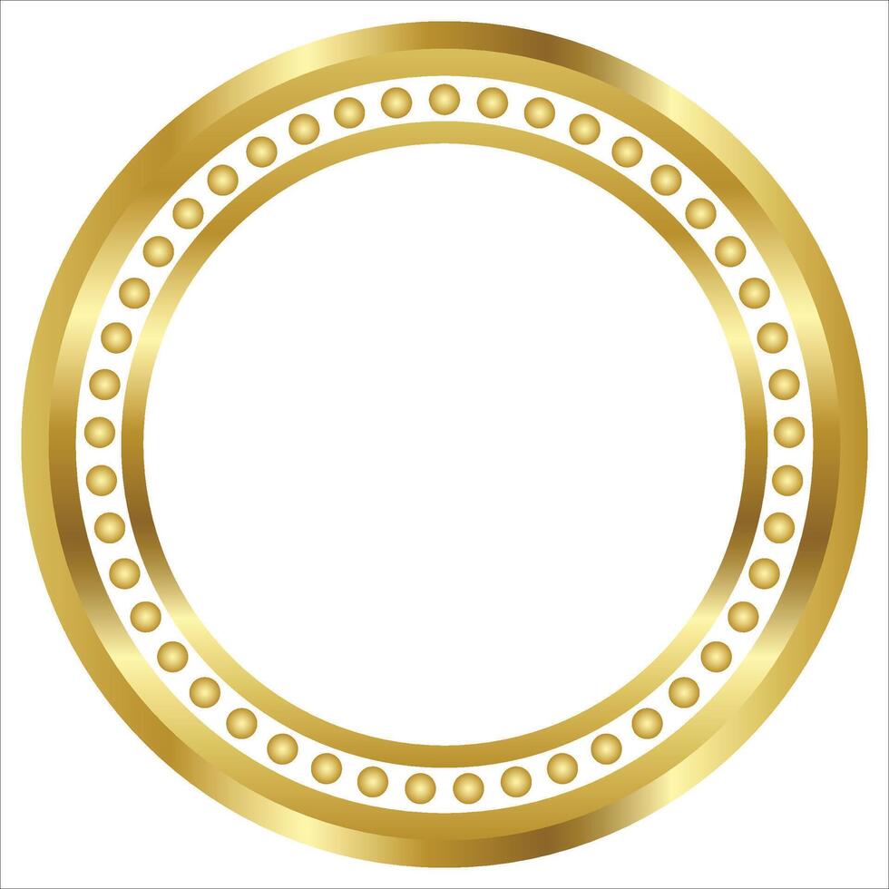 golden Kreis Rahmen Text Box mit Gold vergeben Band Symbol Jahrestag Abzeichen vektor