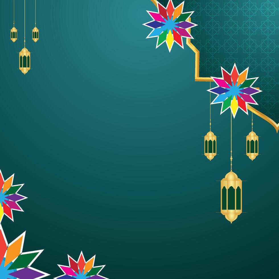 islamisk arabisk grön lyx bakgrund med geometriska mönster och vacker prydnad vektor