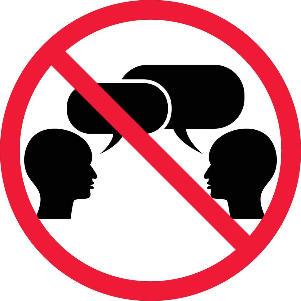 Nein sprechen, Konversation Verbot Zeichen Symbol vektor