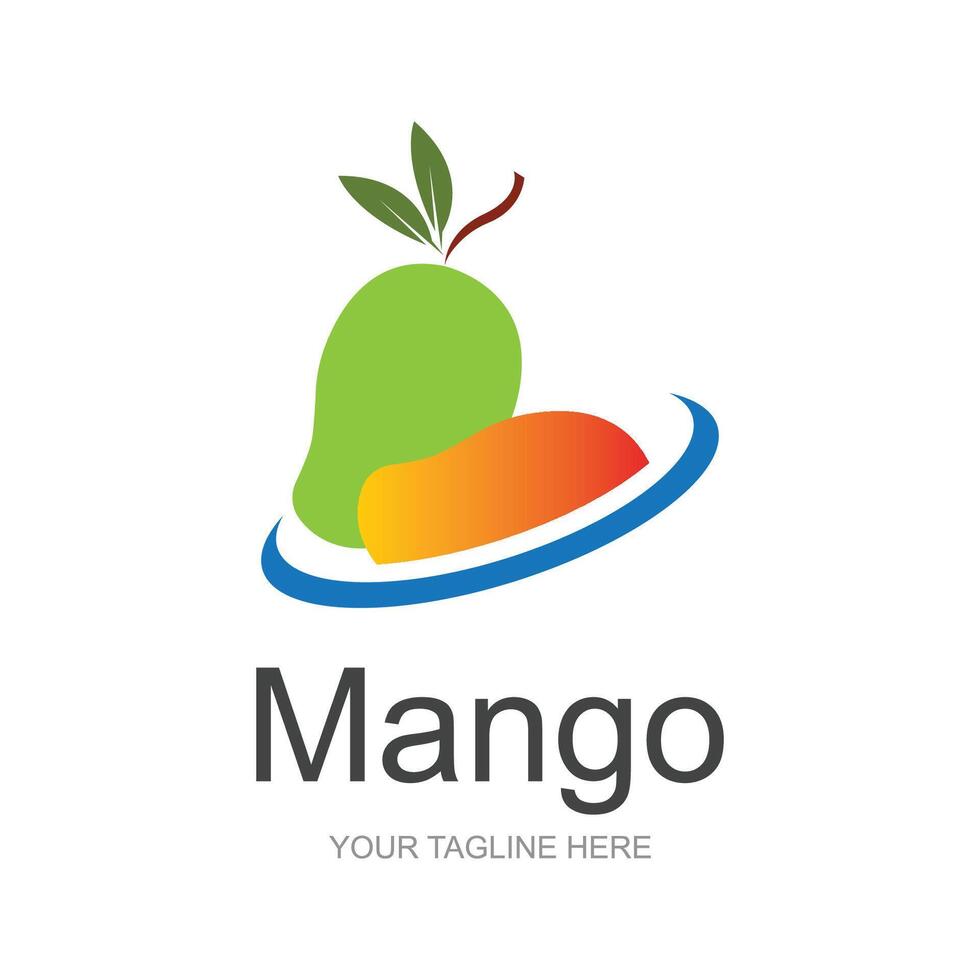 mango logotyp, frukt design enkel minimalistisk stil, frukt juice vektor, ikon symbol illustration vektor