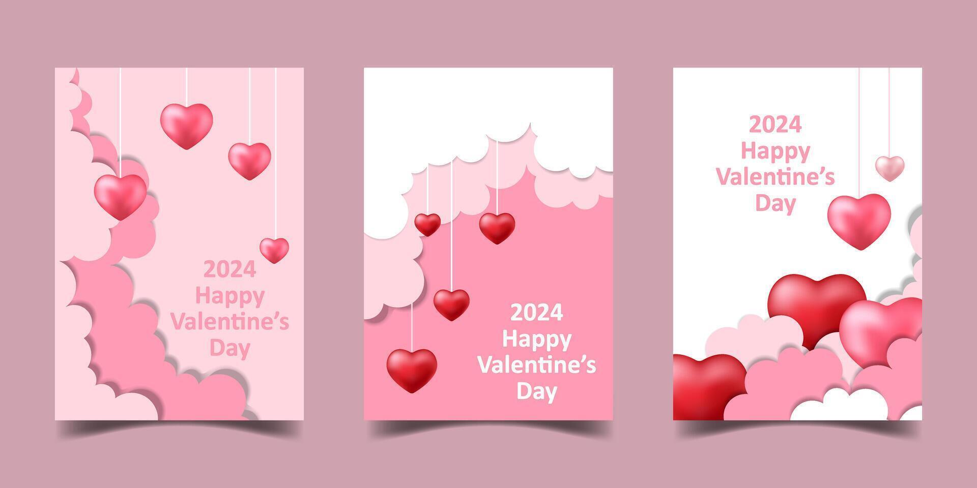 uppsättning av modern Lycklig valentines dag affisch mall design vektor
