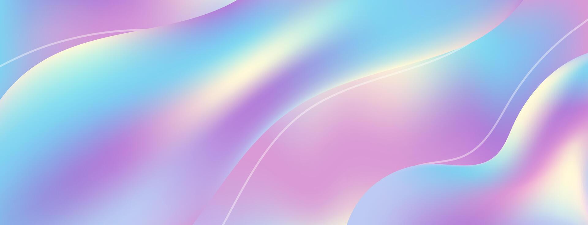 abstrakt Hintergrund mit Flüssigkeit wellig Formen, futuristisch Banner. glühend Vektor Design von schimmernd Blau und lila Farben.