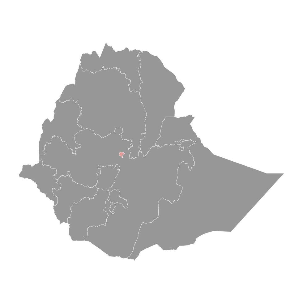 Addis ababa Karte, administrative Aufteilung von Äthiopien. Vektor Illustration.